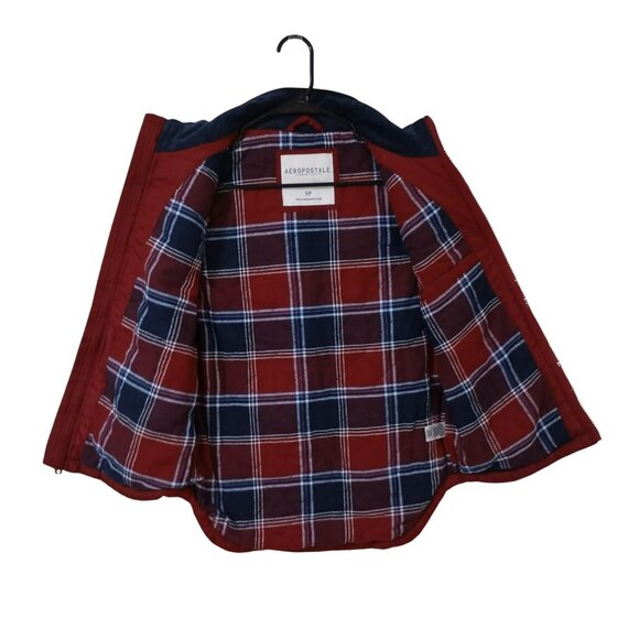 Aeropostale Vest Red Quilted With Plaid Lining Mens Small - Picture 6 of 11